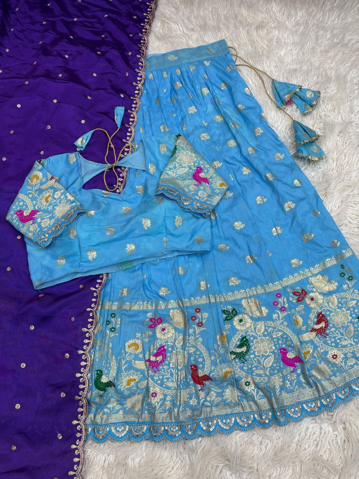 Half saree fully stitched lehanga