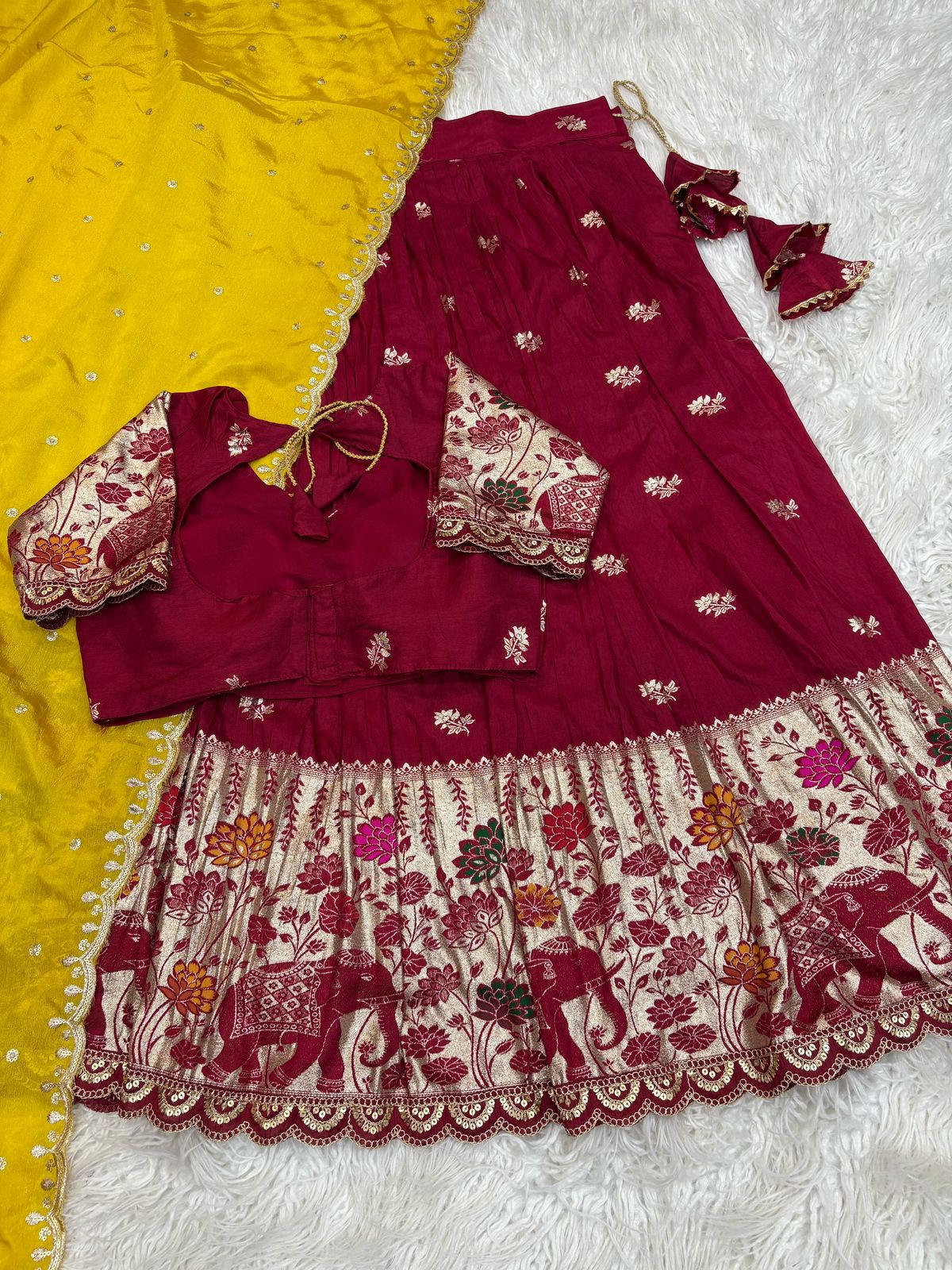Half saree fully stitched lehanga