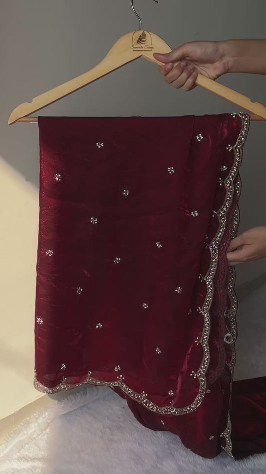 sattin With Beautiful Khatli Cut Dana Handwork