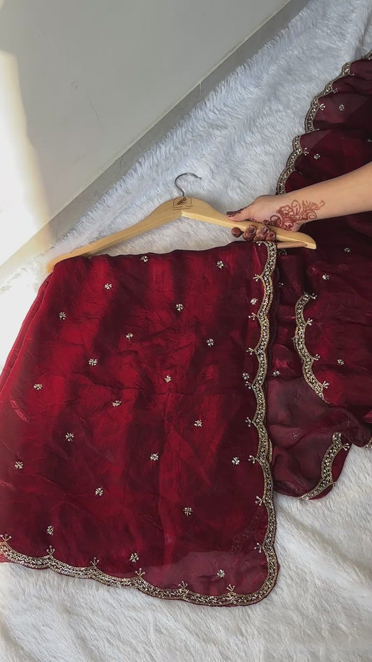 sattin With Beautiful Khatli Cut Dana Handwork