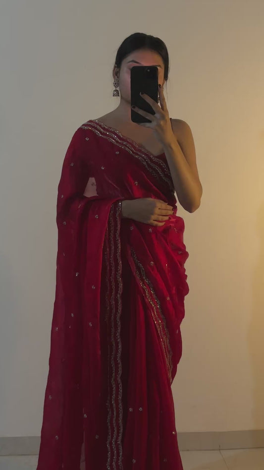 Pure satin silk saree