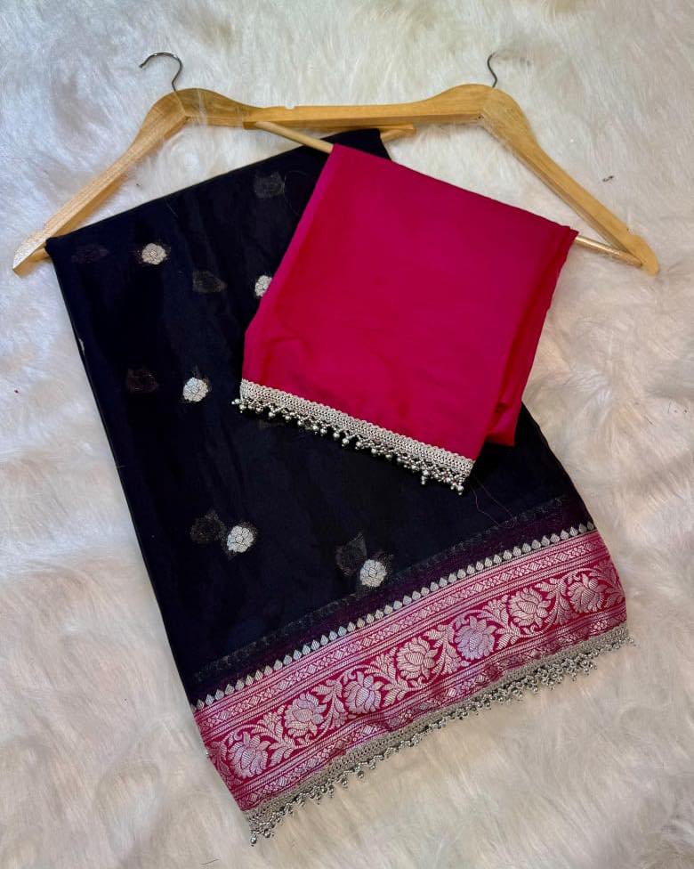 BANARASI SOFT KHADDI KATAN GEORGETTE SILK SAREE