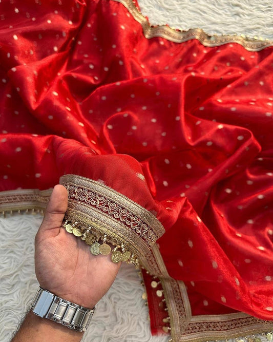 BANARASI SOFT BLOOD RED TISSUE SILK SAREE