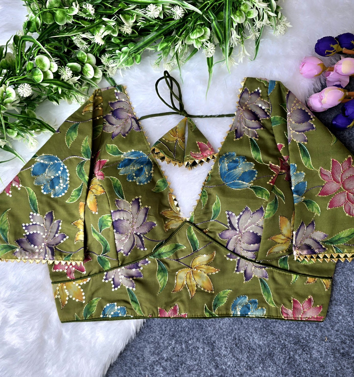 ORGANZA PRINT EMB. BLOUSE