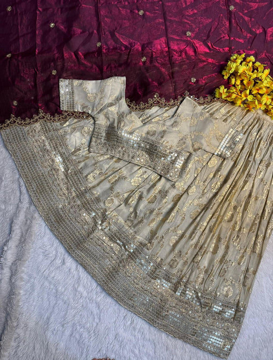 Pure Simmer Silk Half Saree