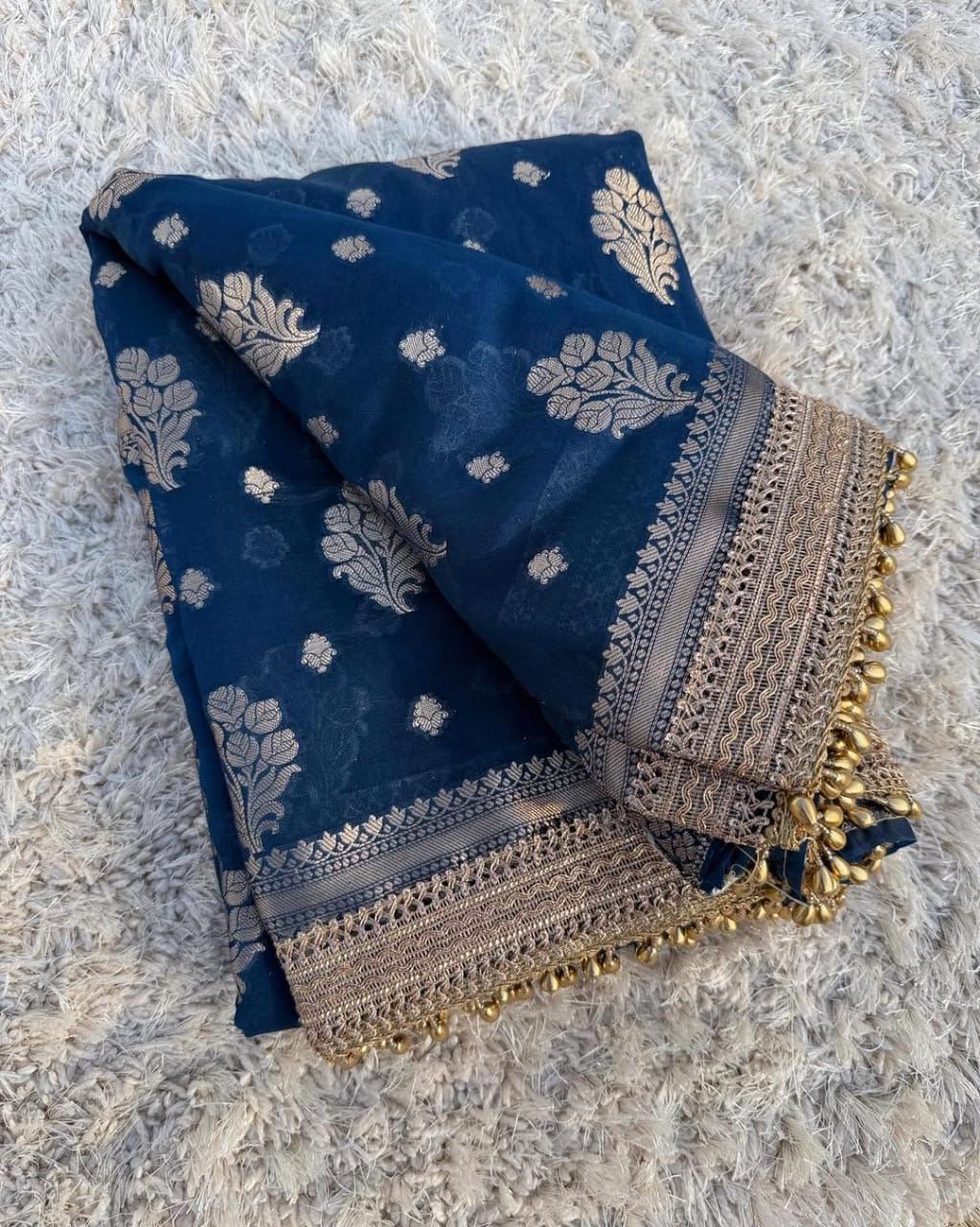 BANARASI SOFT KHADDI GEORGETTE SILK SAREE