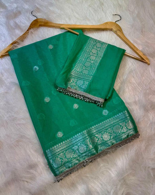BANARASI SOFT KHADDI KATAN GEORGETTE SILK SAREE