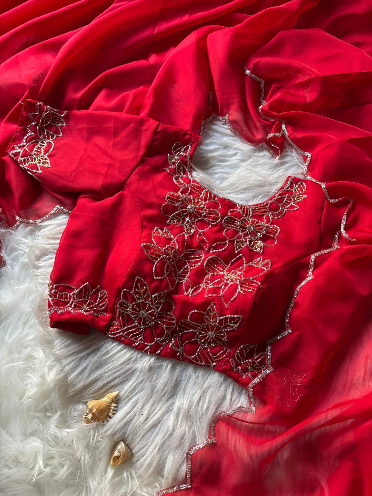 Soft Teby Silk Handwork cuttdana Work Sareee