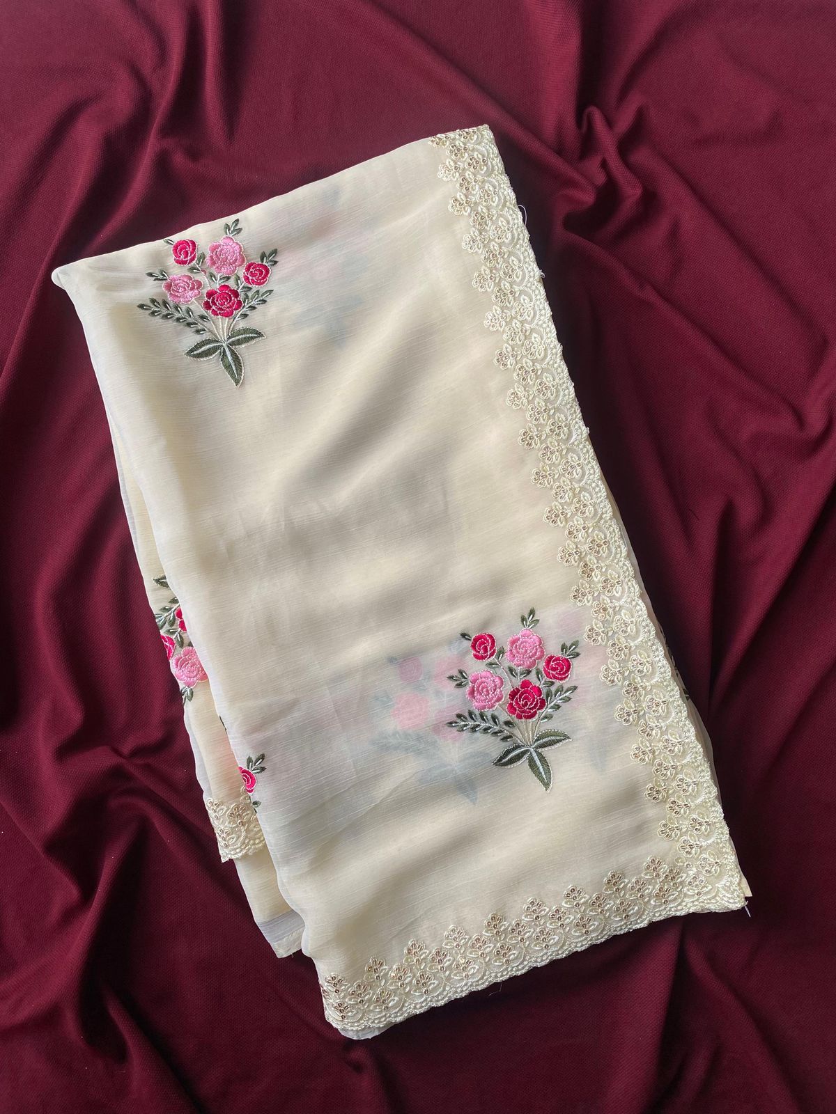 Pure chiffon crush saree