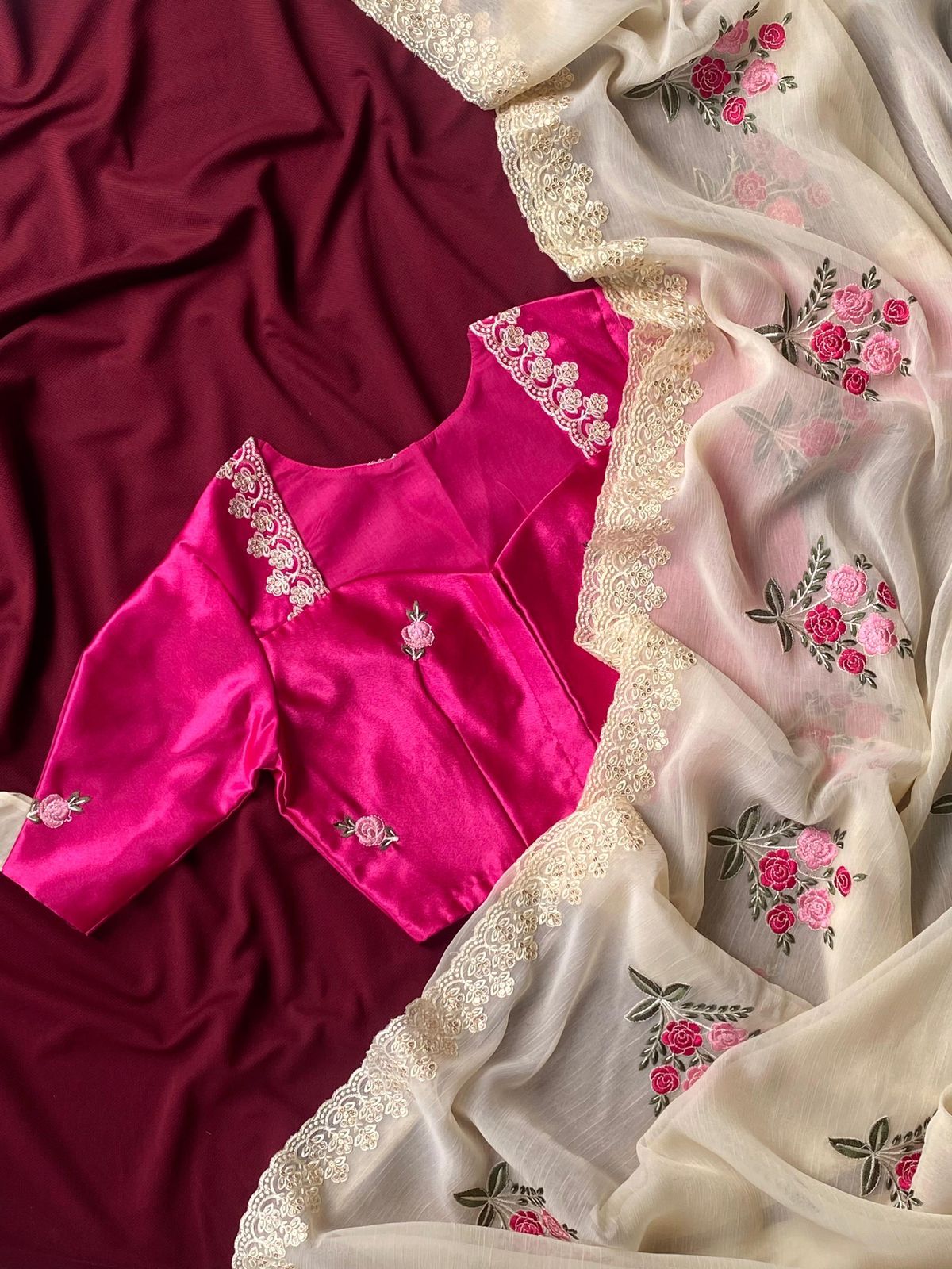 Pure chiffon crush saree