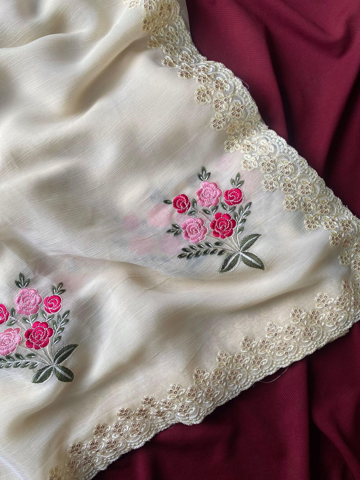 Pure chiffon crush saree