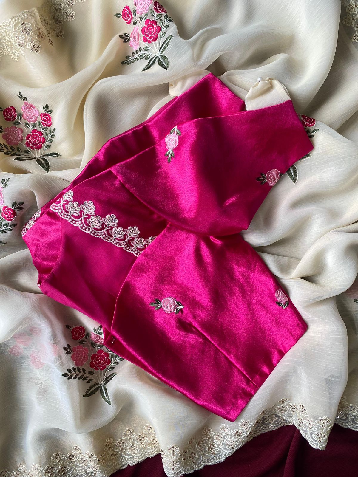 Pure chiffon crush saree