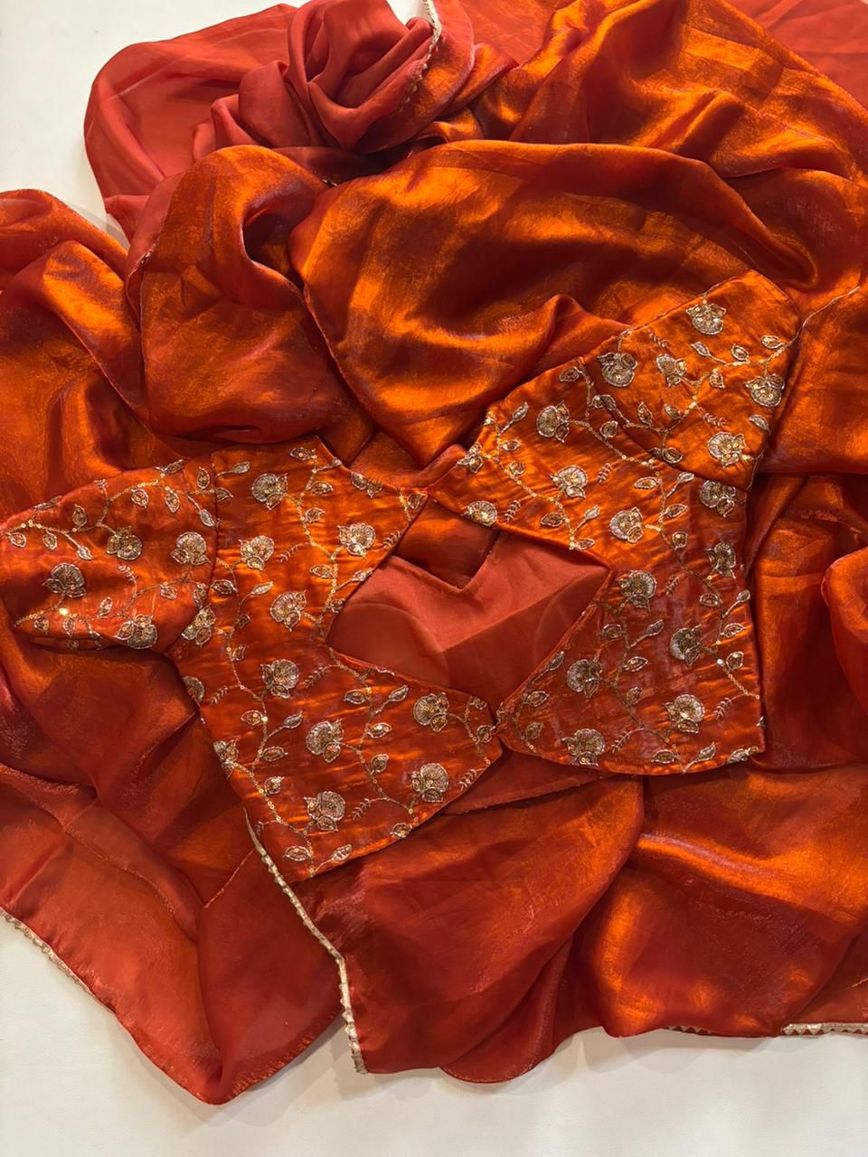 Gold Colour beautiful Designer Saree