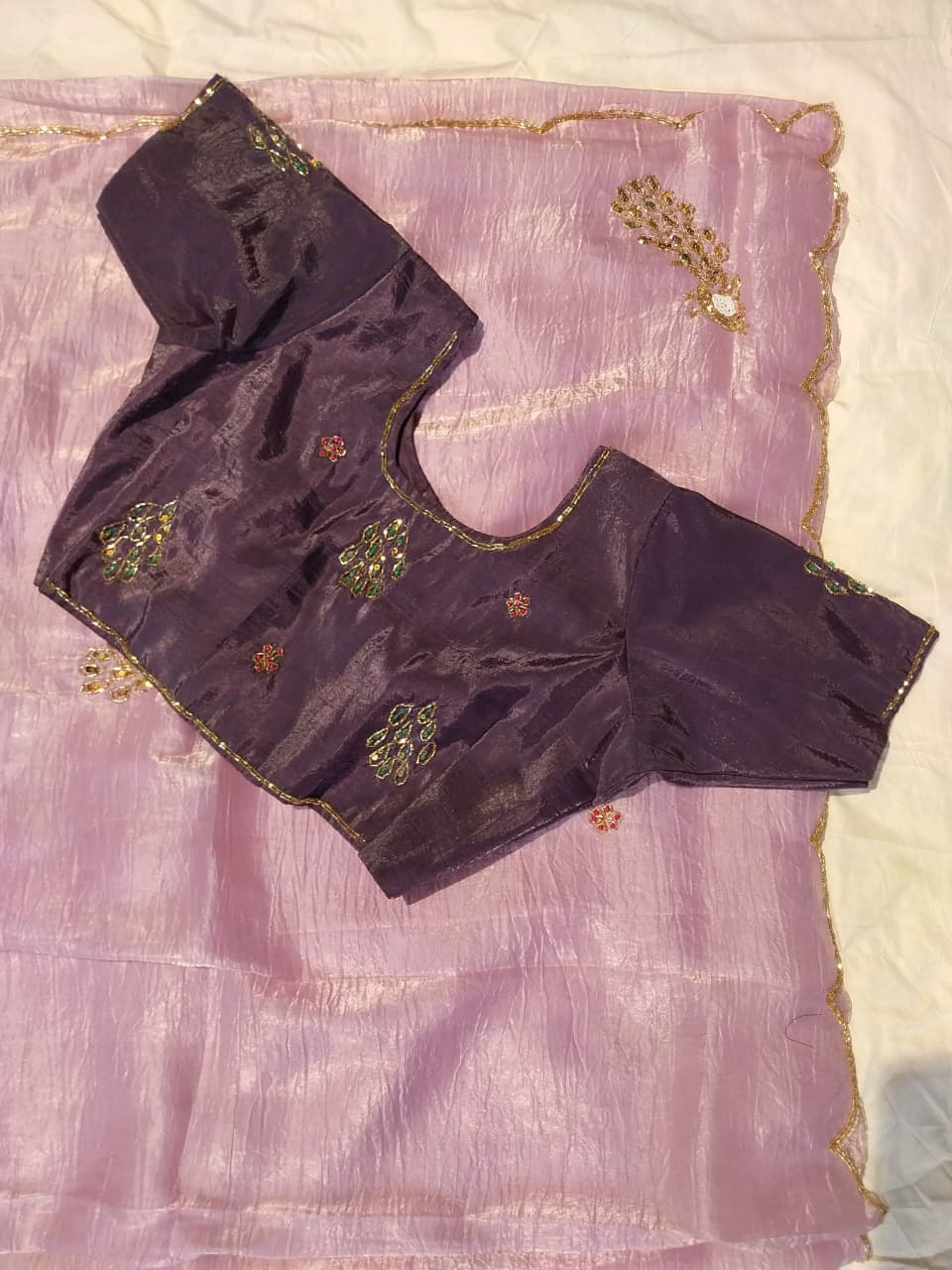 Gold Tissue Crush Saree