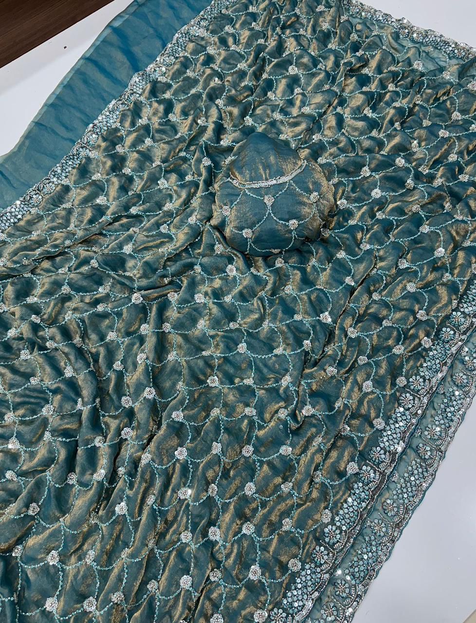 Space Sattin Dual Shad Saree