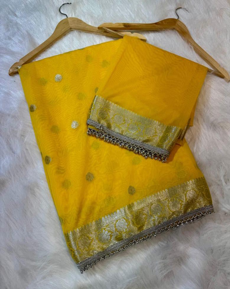 BANARASI SOFT KHADDI KATAN GEORGETTE SILK SAREE