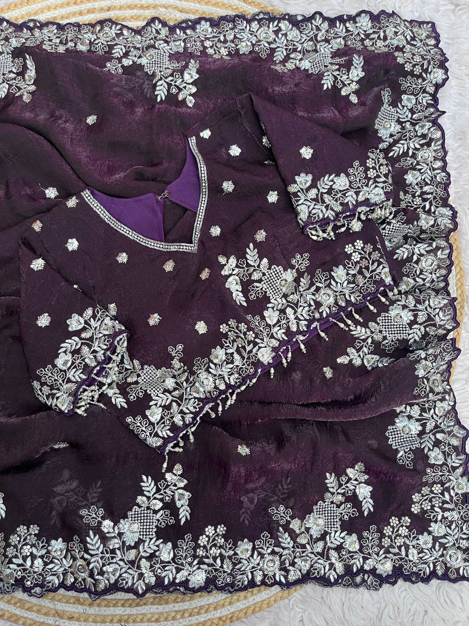Pure Fandy satin crush saree