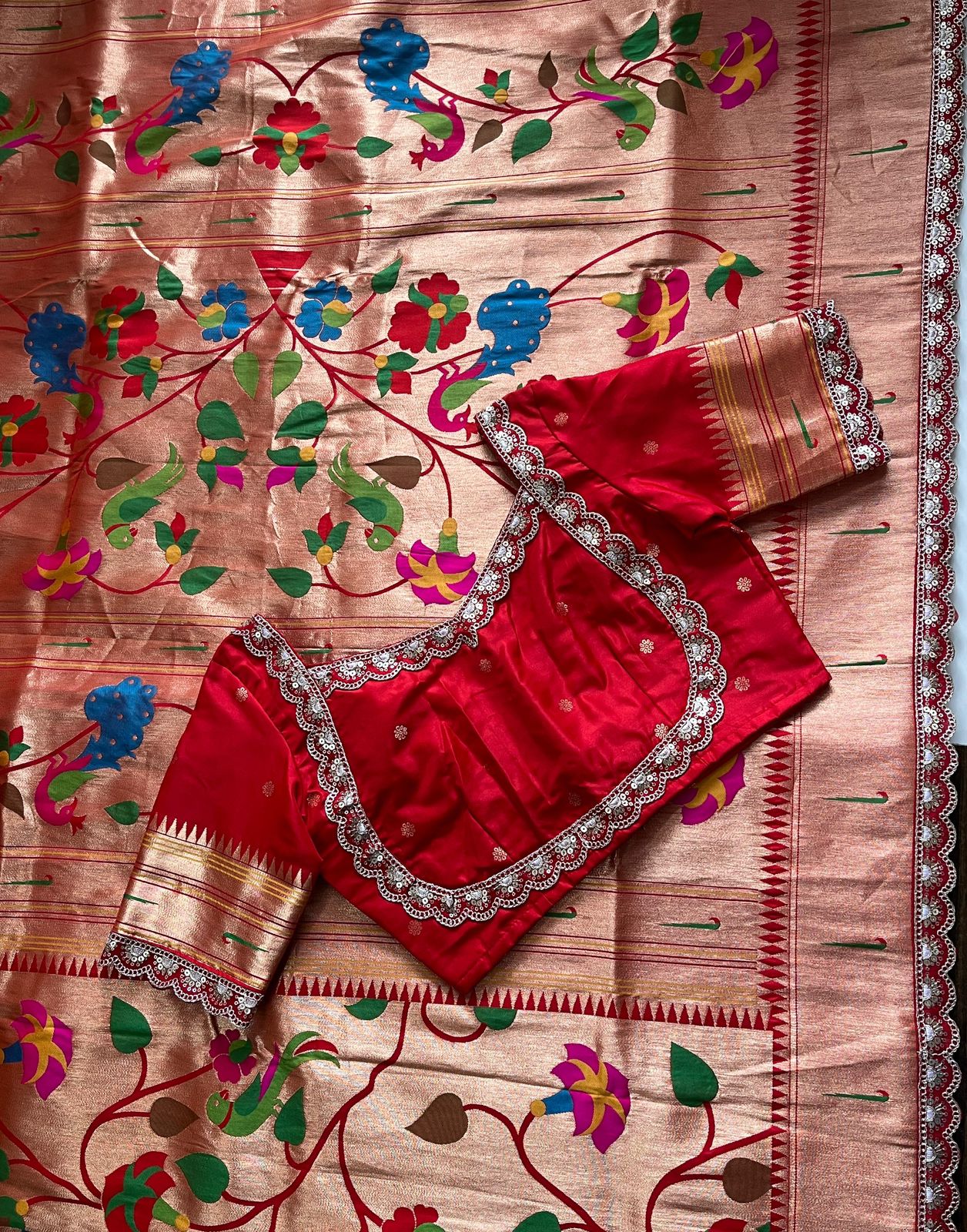 Banarasi pattu saree with paithani weaving