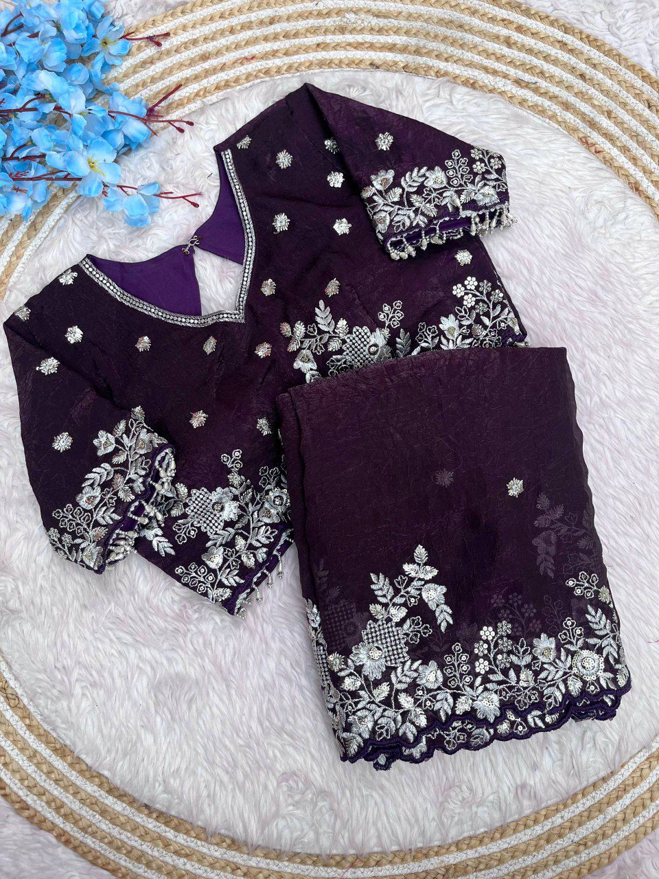 Pure Fandy satin crush saree