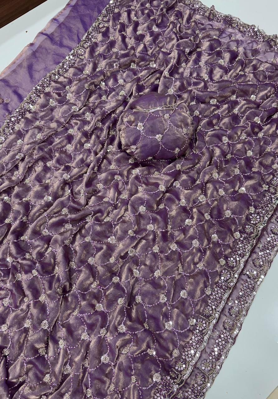 Space Sattin Dual Shad Saree