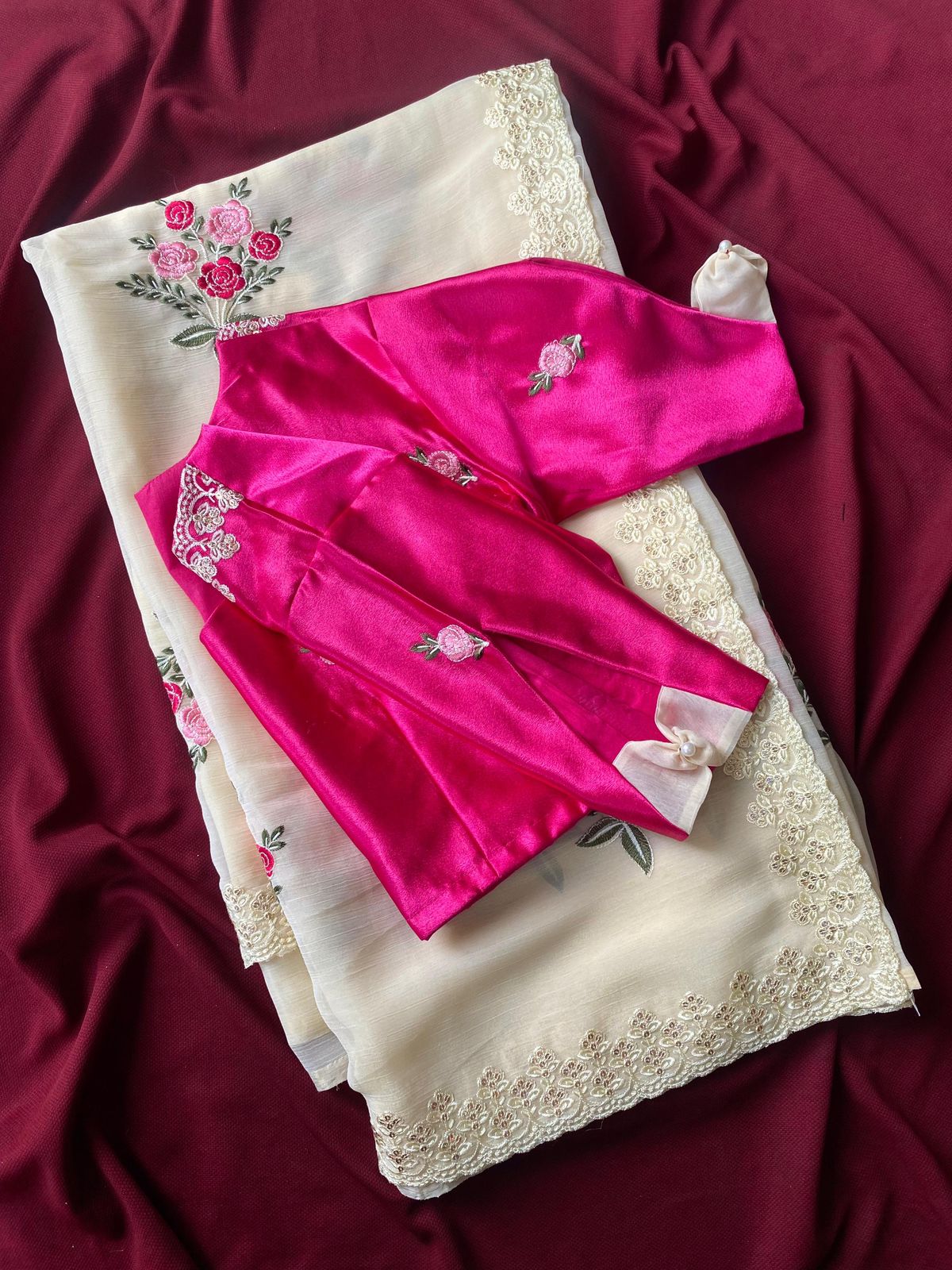 Pure chiffon crush saree