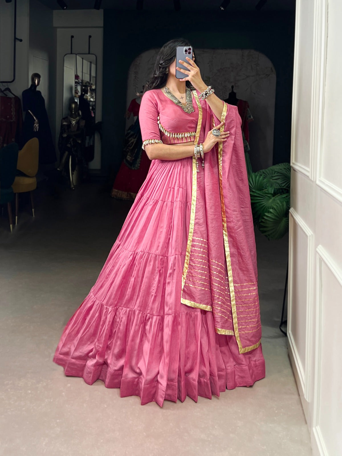 Pure Chanderi Lahenga