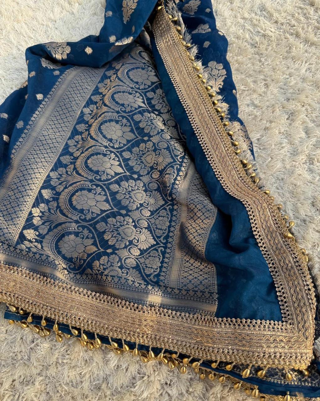 BANARASI SOFT KHADDI GEORGETTE SILK SAREE