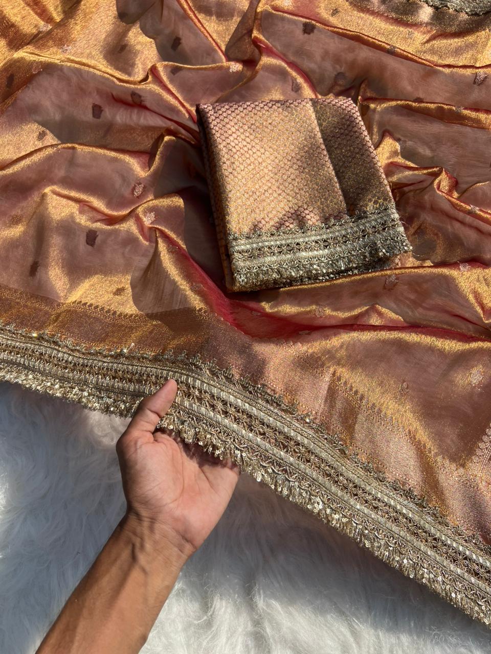 BANARASI SOFT DUAL TONE TISSUE SILK SAREE