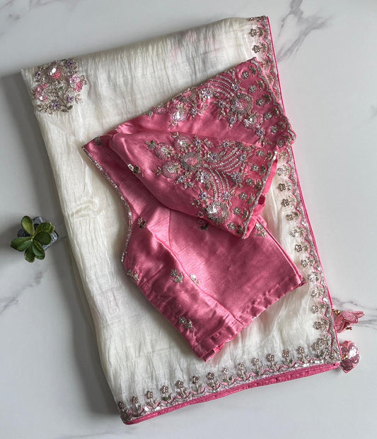 Pure Gold Crush Tissue Saree