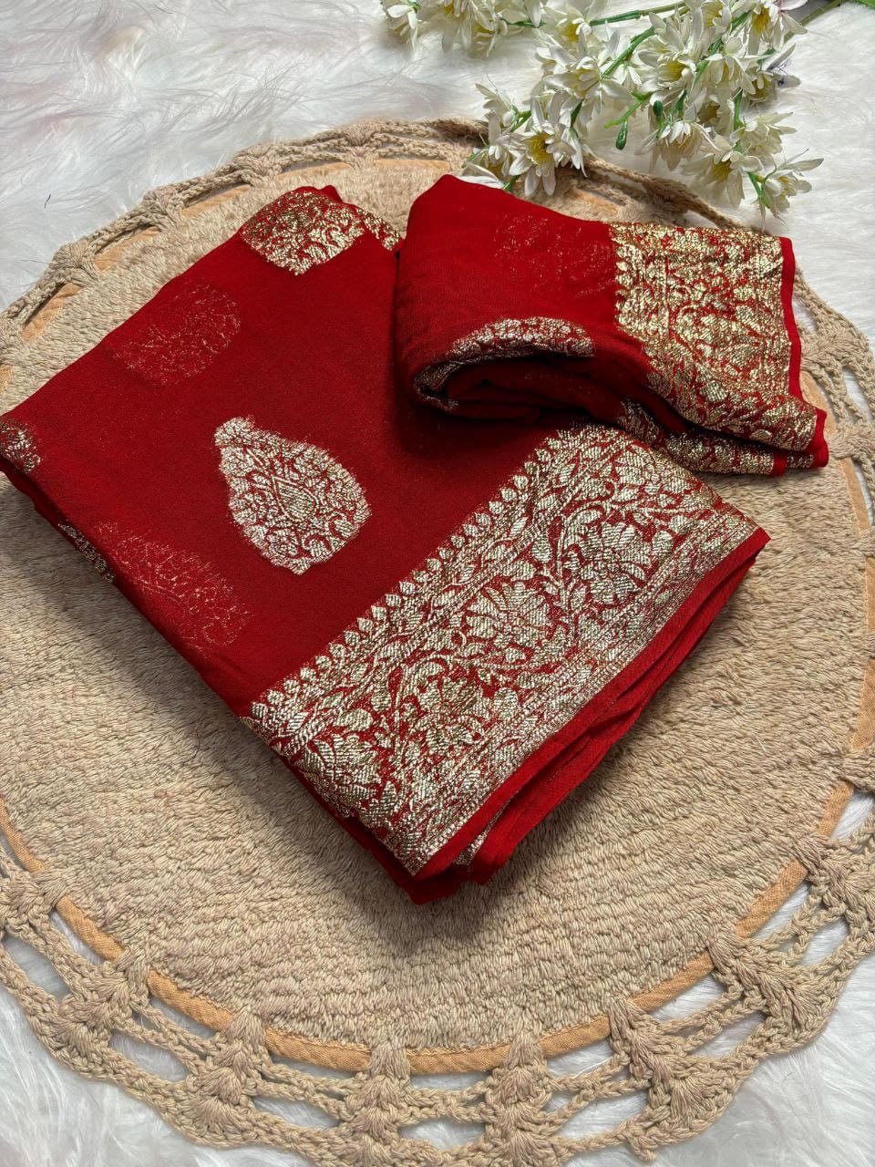 Viscose Georgette Weaving Butta Saree