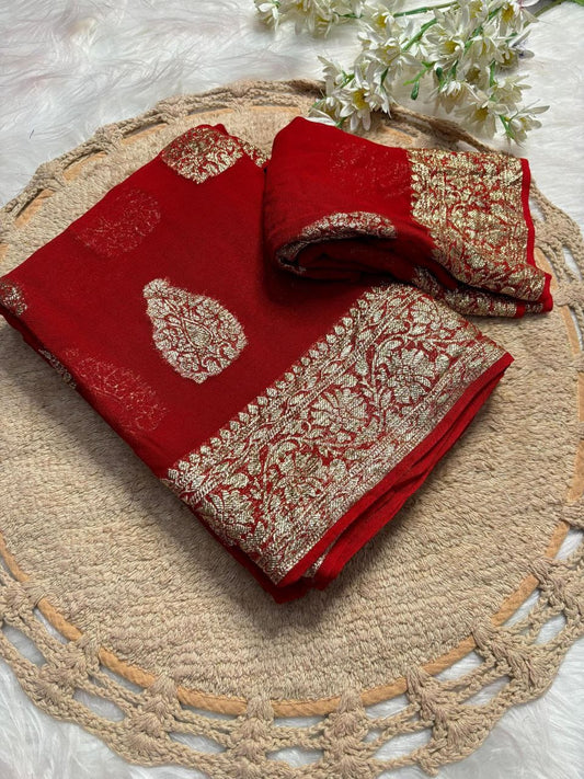 Viscose Georgette Weaving Butta Saree