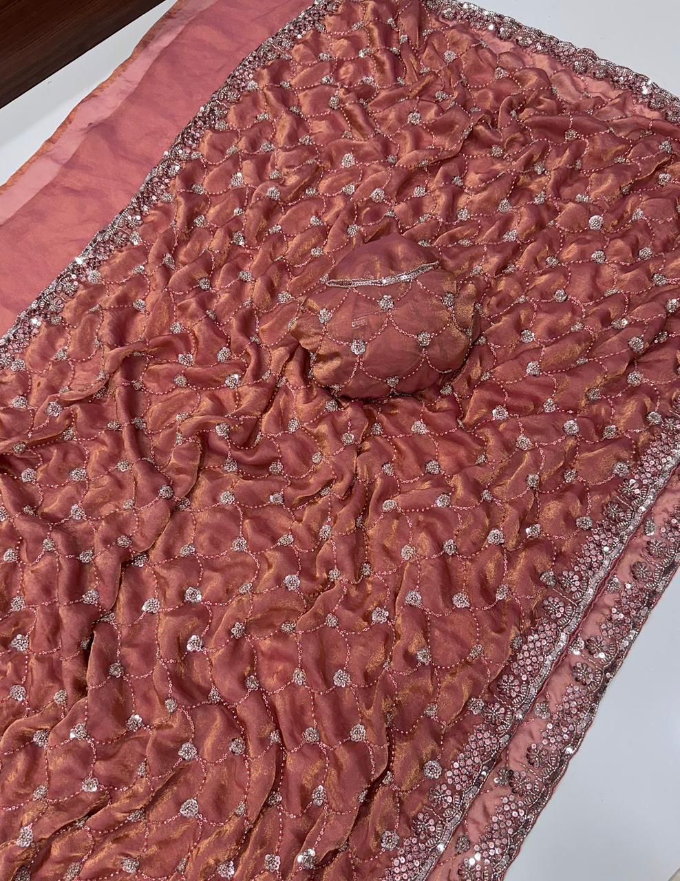 Space Sattin Dual Shad Saree