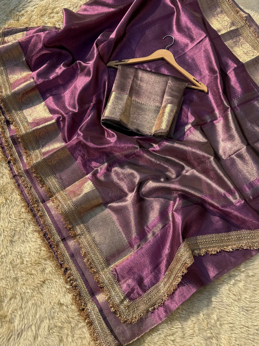 BANARASI SOFT BLOOD RED TISSUE SILK SAREE