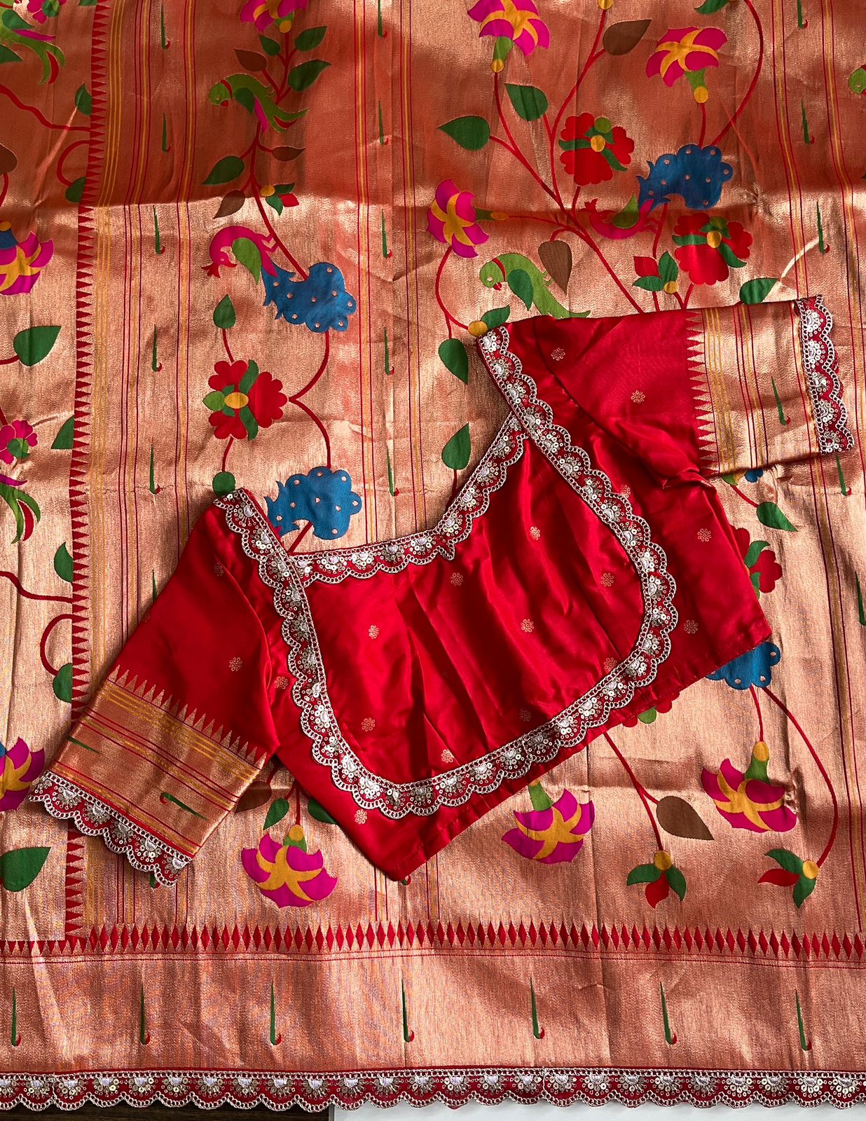 Banarasi pattu saree with paithani weaving