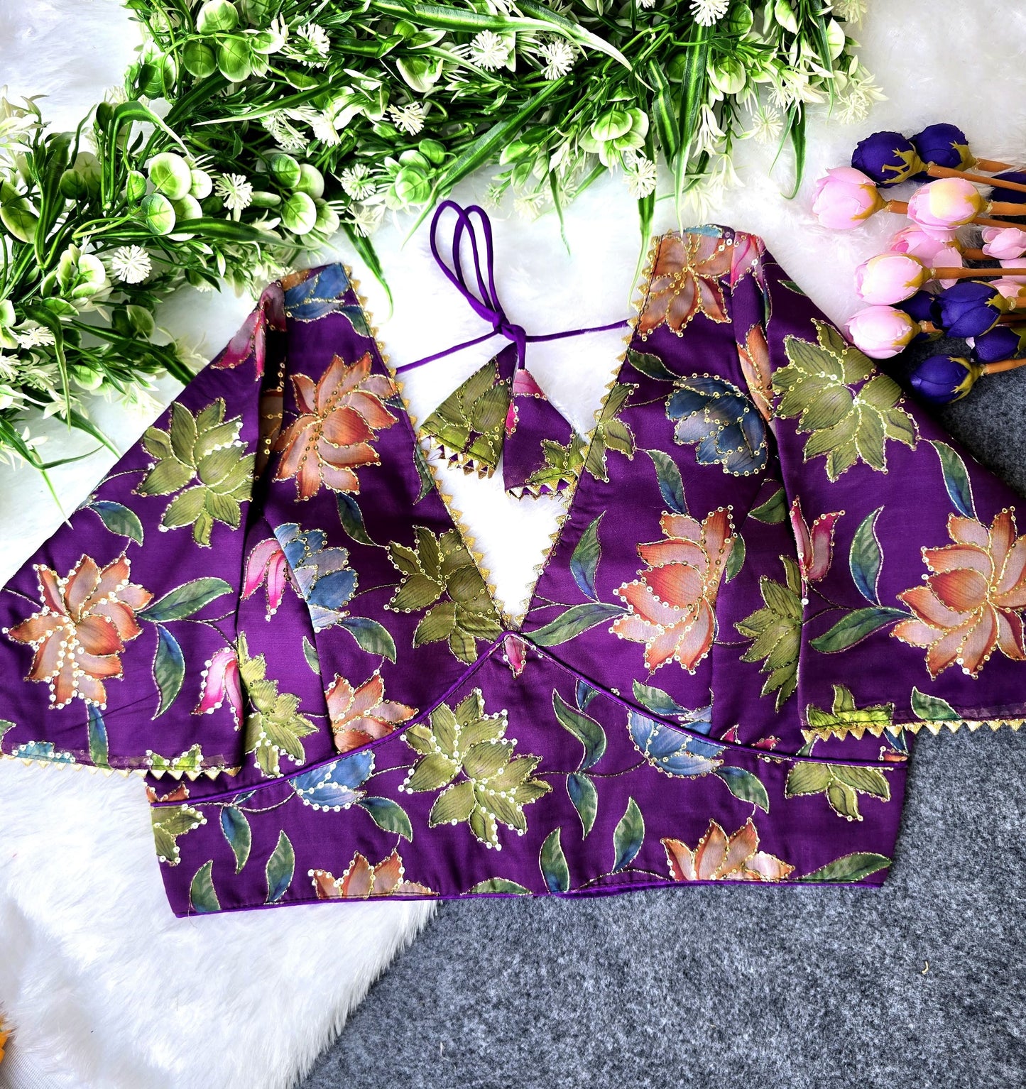 ORGANZA PRINT EMB. BLOUSE
