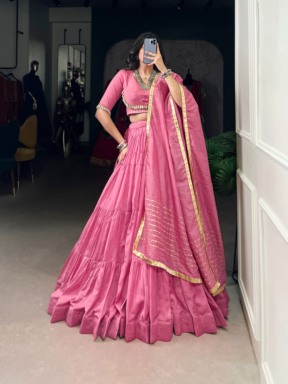 Pure Chanderi Lahenga