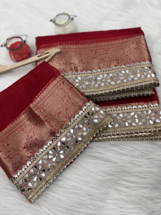 BANARASI SOFT GLASS TISSUE SILK SAREE