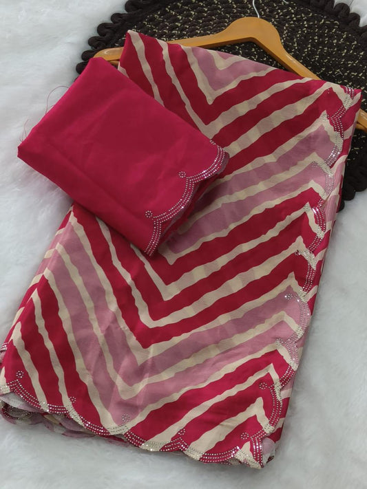 Chinon Lehriya Design Saree