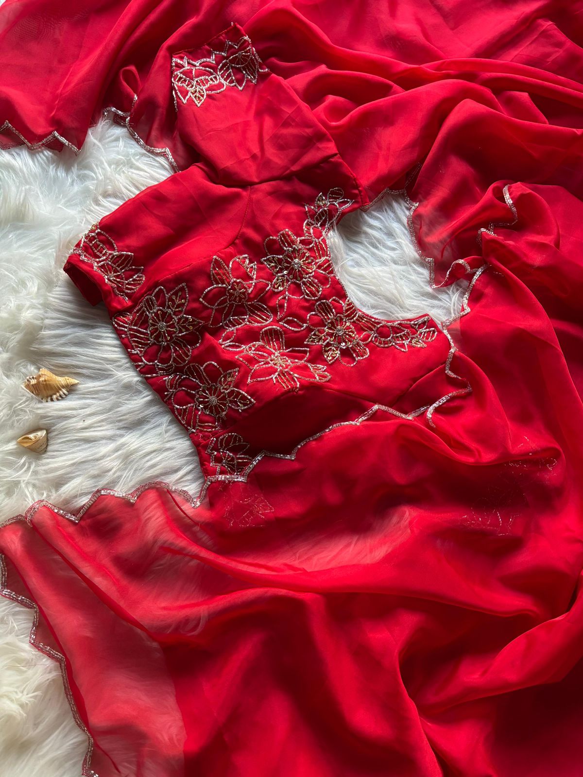 Soft Teby Silk Handwork cuttdana Work Sareee