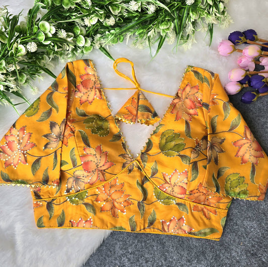 ORGANZA PRINT EMB. BLOUSE