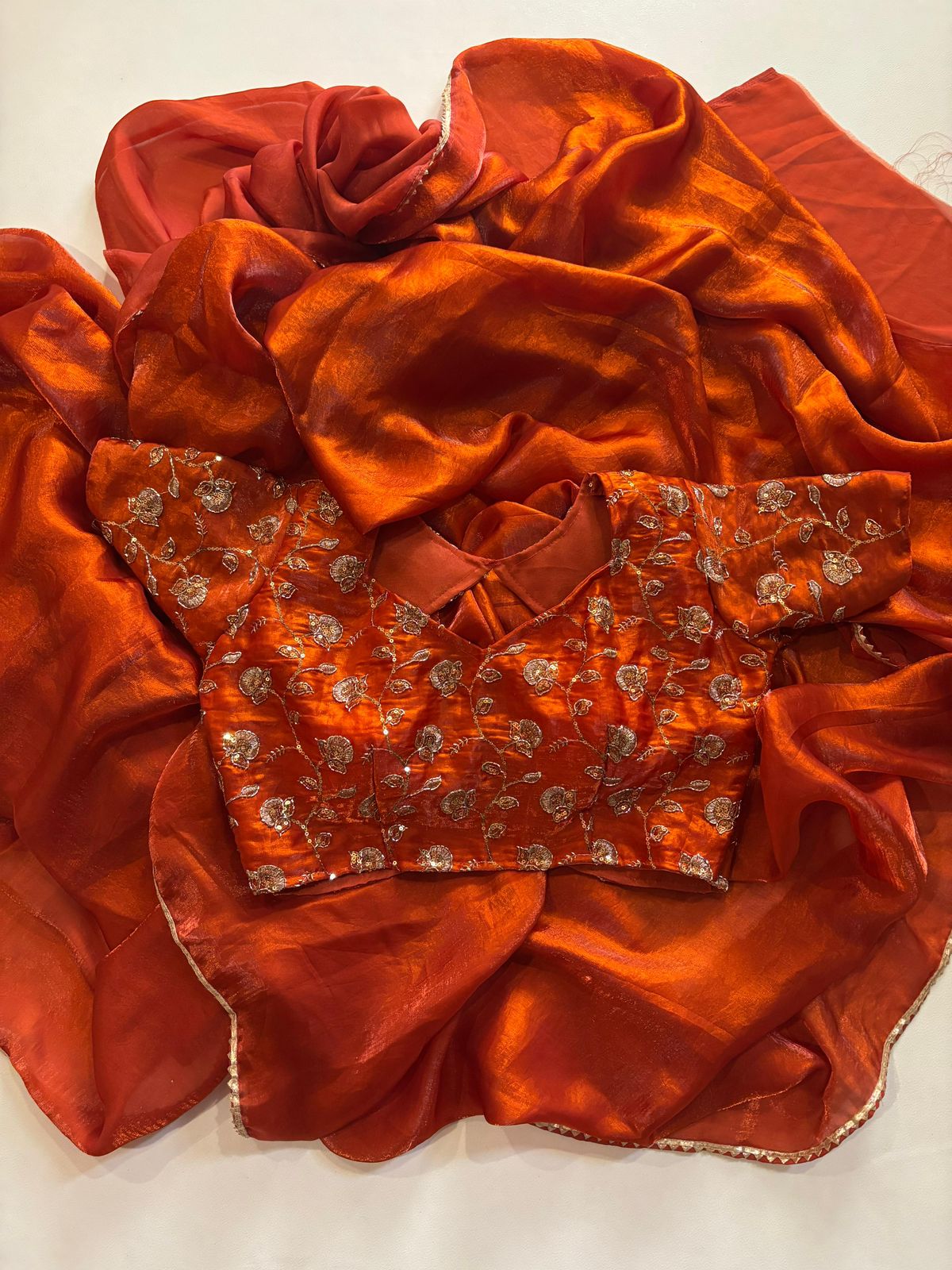 Gold Colour beautiful Designer Saree