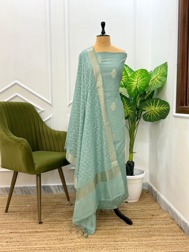 Banarasi Unstitched Salwar kameez with Dupatta