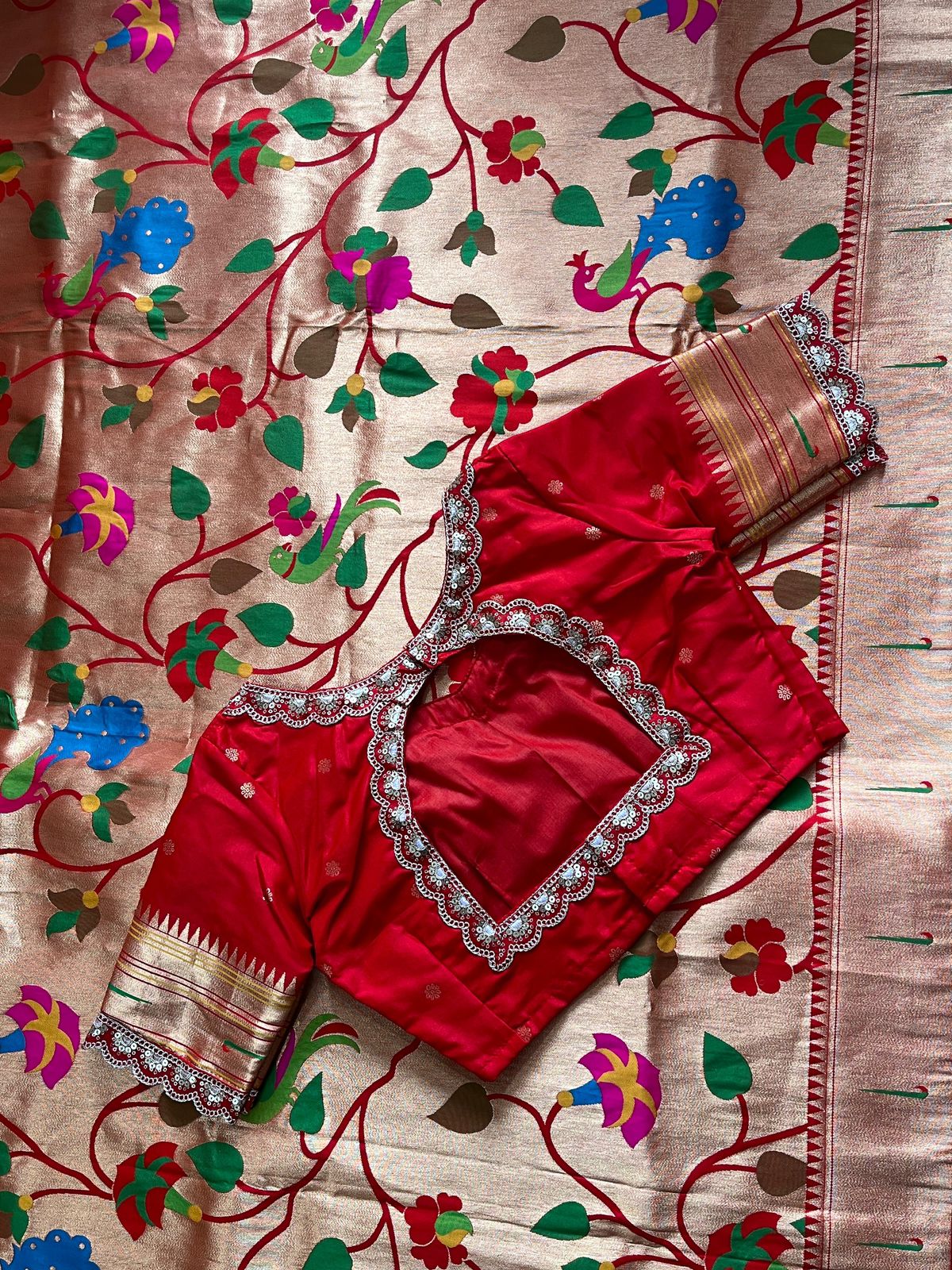 Banarasi pattu saree with paithani weaving