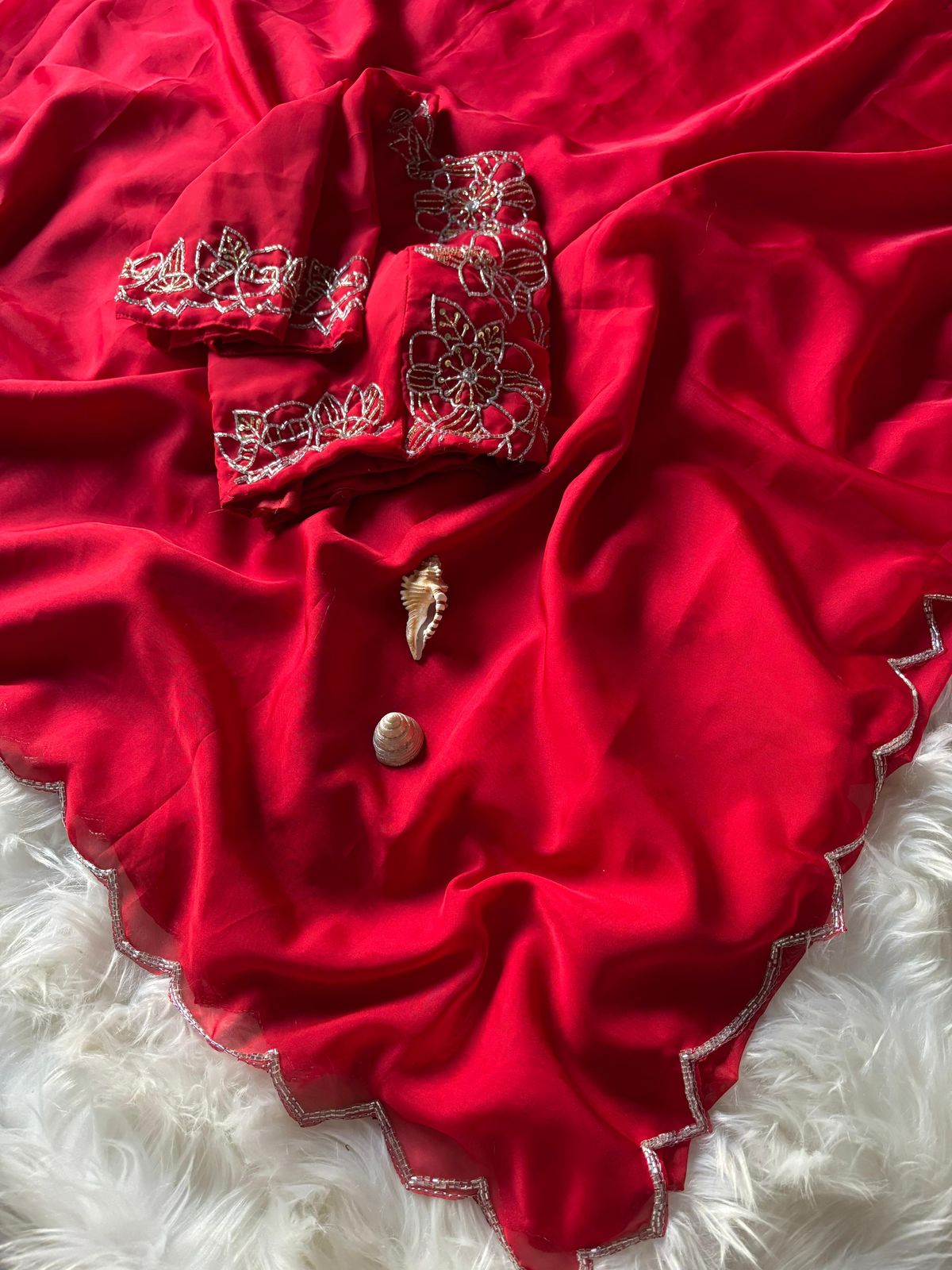 Soft Teby Silk Handwork cuttdana Work Sareee