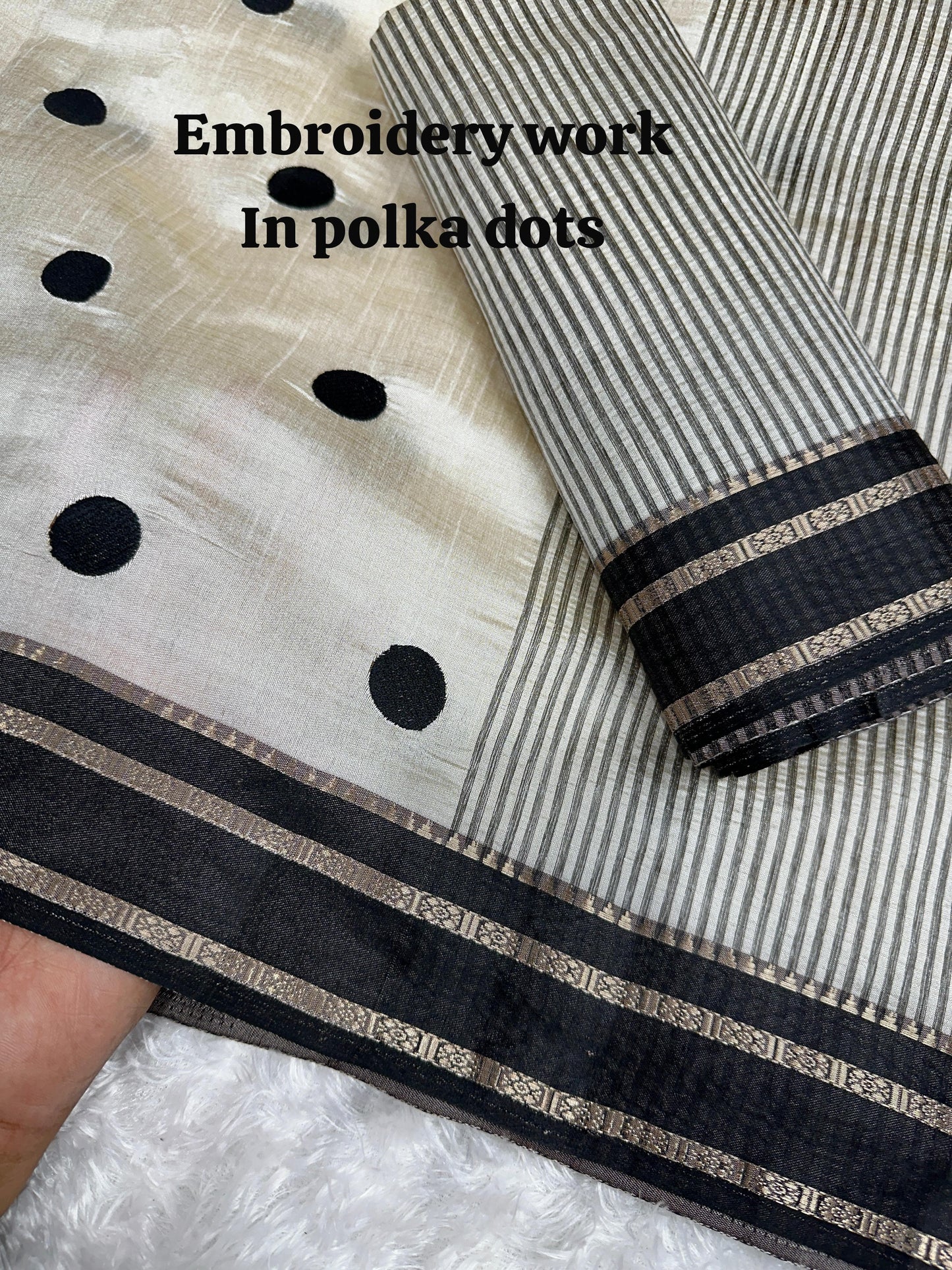 Tussersilk Polkadot Saree