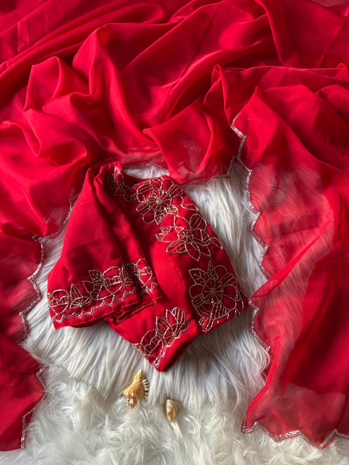 Soft Teby Silk Handwork cuttdana Work Sareee