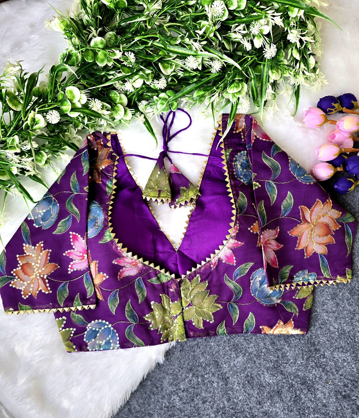 ORGANZA PRINT EMB. BLOUSE