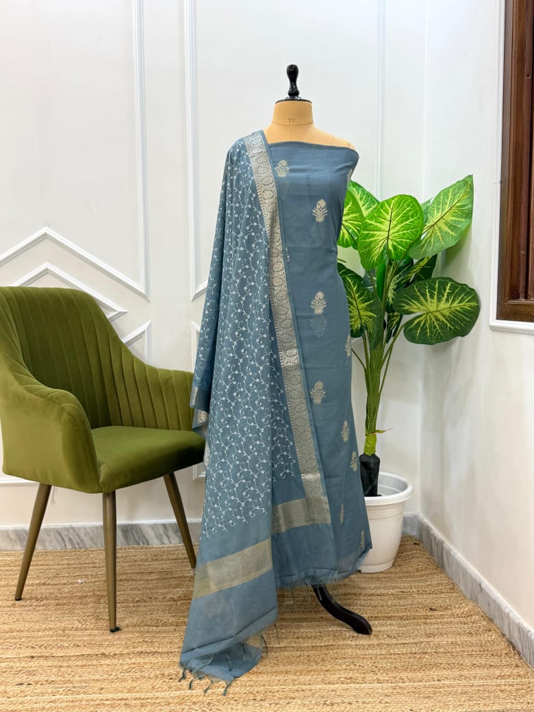 Banarasi Unstitched Salwar kameez with Dupatta