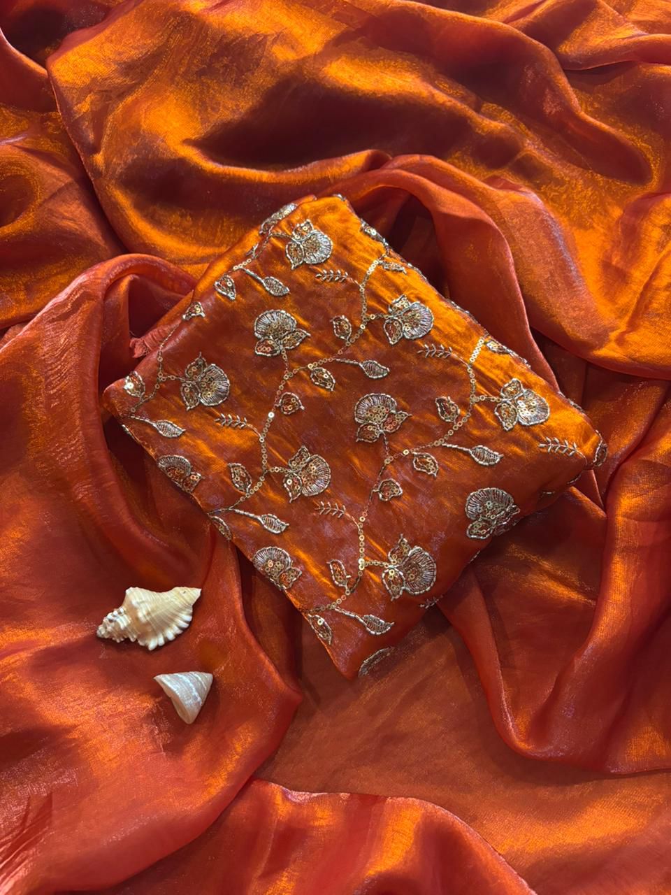 Gold Colour beautiful Designer Saree