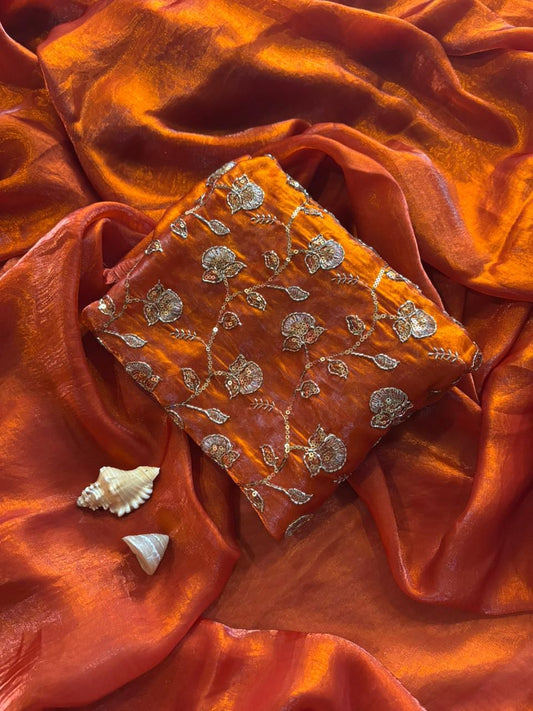 Gold Colour beautiful Designer Saree